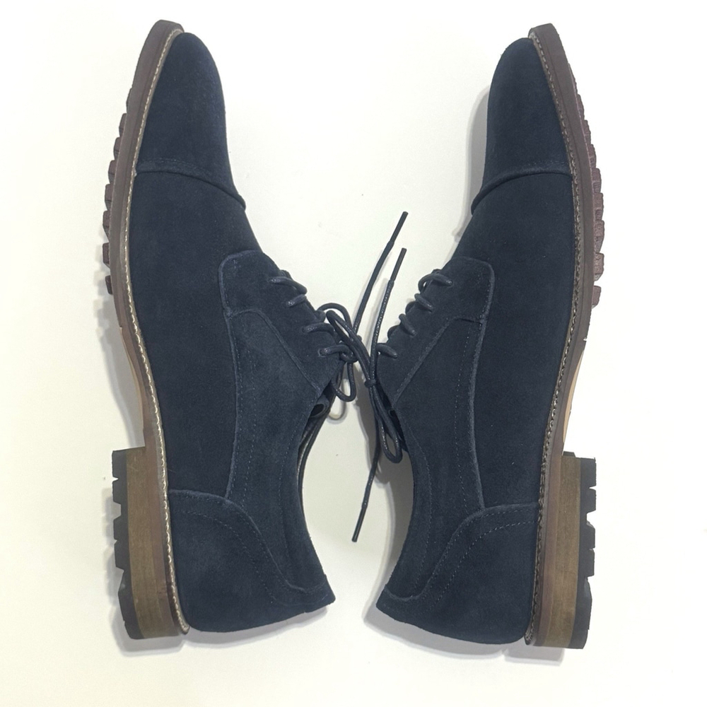 New Carlo Morandi Tony Oxford Suede Leather Shoes Size:10D Men DeepNavy Cap Toe - Picture 6 of 10